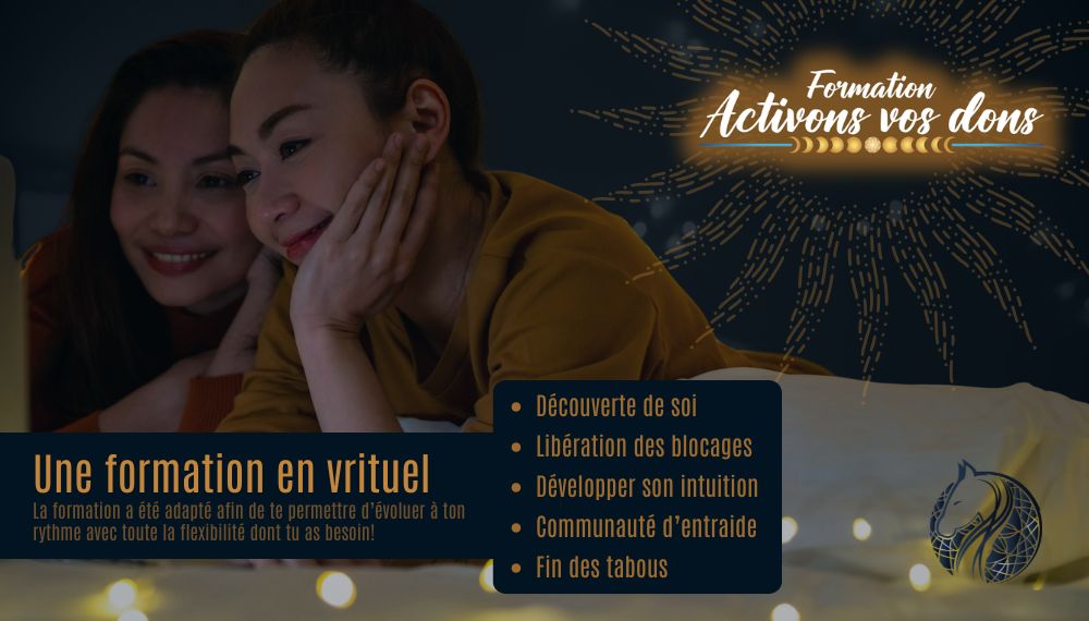 formation intuition en ligne développement intuitif virtuel cours de voyance en ligne Québec formation spirituelle à distance apprendre le tarot en ligne développement des dons intuitifs formation énergétique virtuelle communauté intuitive en ligne hypersensibilité et intuition développement personnel spirituel Québec