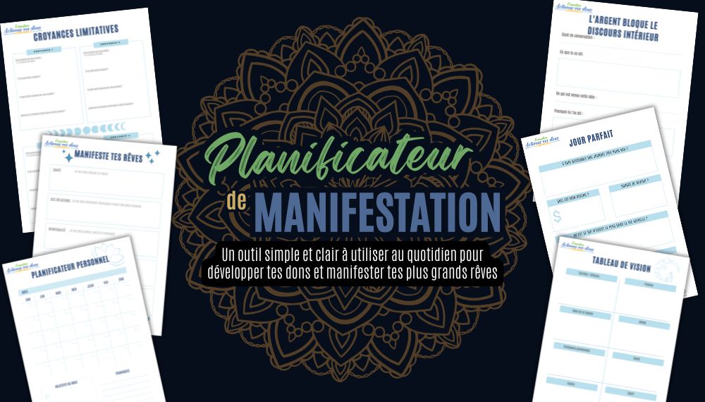planificateur de manifestation journal de manifestation développement personnel manifestation consciente croissance personnelle gratitude quotidienne croyances limitantes visualisation affirmations positives planificateur de développement personnel